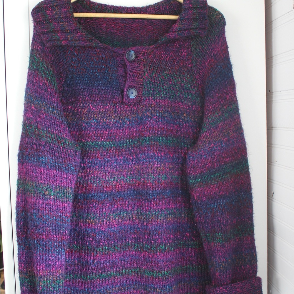 Oversized Multicolor Knit Women's Sweater